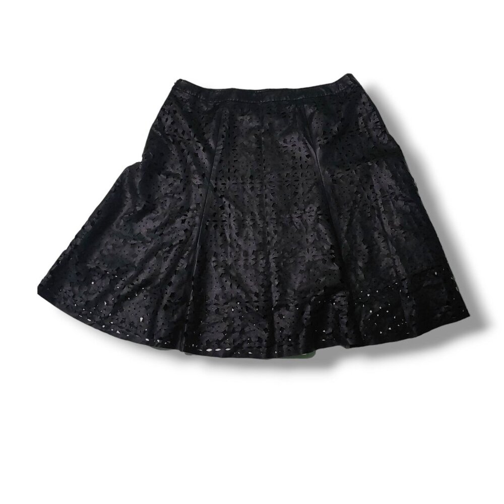 Worthington skirt womens 18 A-line Knee-length Pleather cut-out lined black